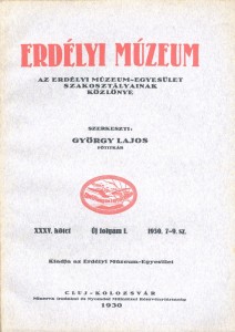 Erdélyi Múzeum lapszámok