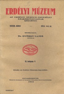 Erdélyi Múzeum lapszámok