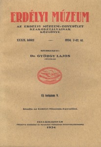 Erdélyi Múzeum lapszámok