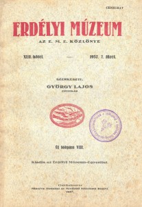 Erdélyi Múzeum lapszámok