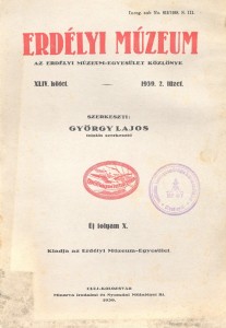 Erdélyi Múzeum lapszámok