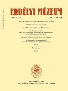 Erdélyi Múzeum lapszámok