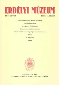 Erdélyi Múzeum lapszámok