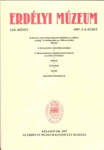 Erdélyi Múzeum lapszámok