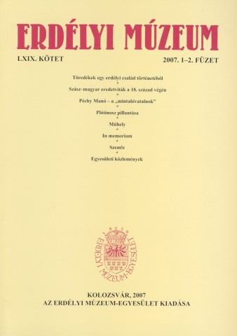 Erdélyi Múzeum lapszámok