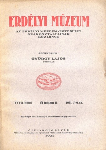 Erdélyi Múzeum lapszámok