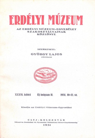 Erdélyi Múzeum lapszámok
