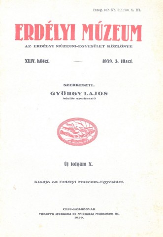 Erdélyi Múzeum lapszámok