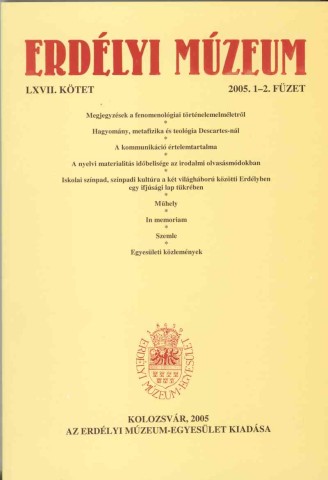 Erdélyi Múzeum lapszámok