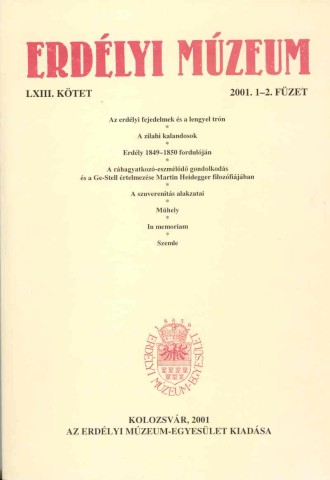 Erdélyi Múzeum lapszámok