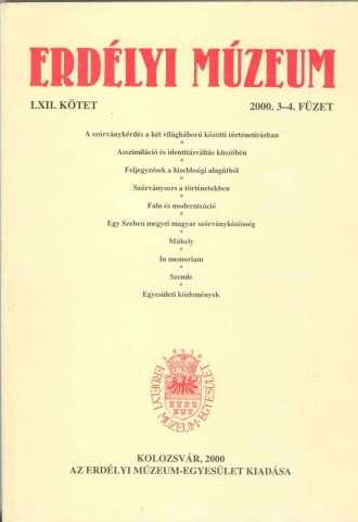 Erdélyi Múzeum lapszámok