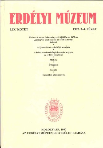 Erdélyi Múzeum lapszámok