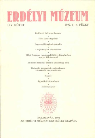 Erdélyi Múzeum lapszámok